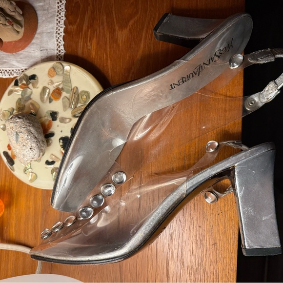 Yves Saint Laurent Cinderella clear heels rhinestones slingback 9 8.5 YSL - Picture 4 of 15